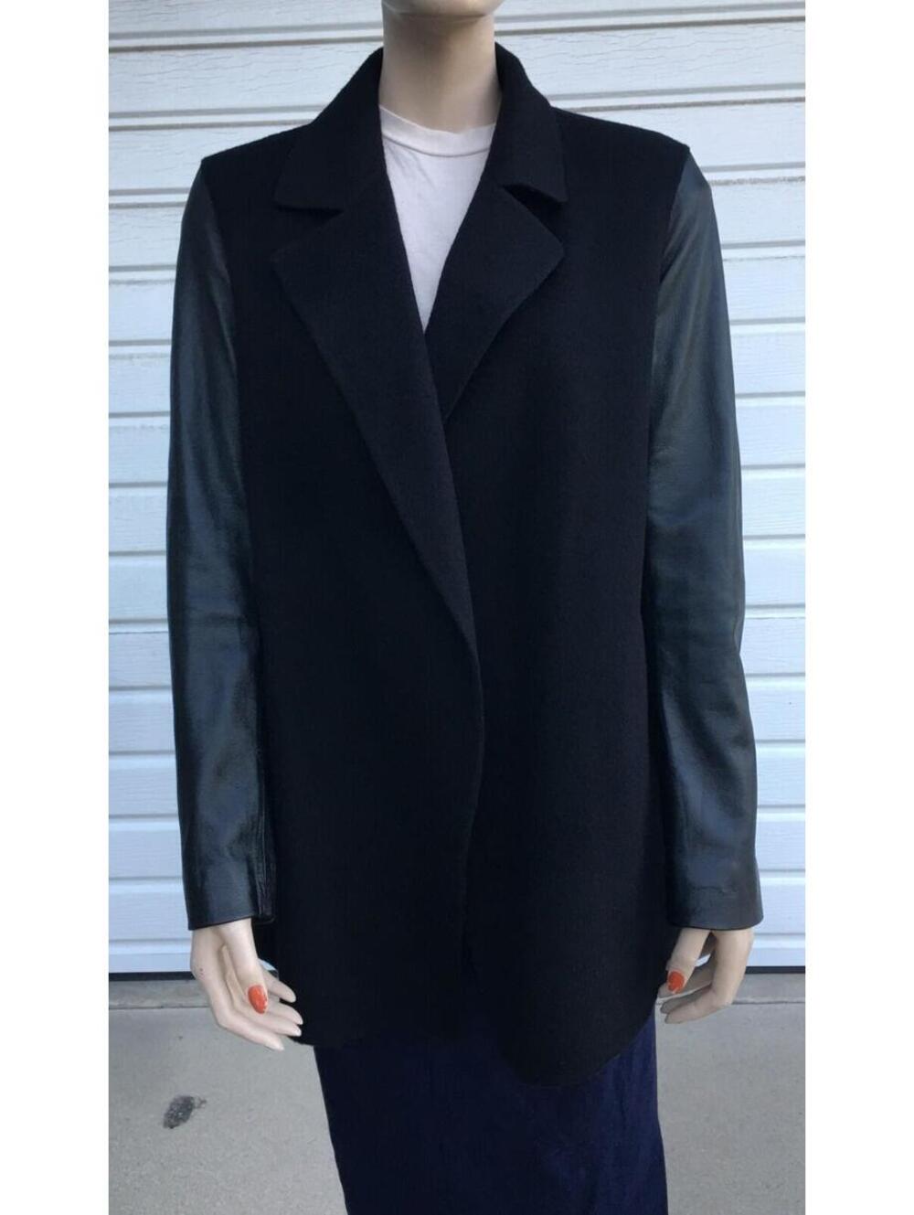 Theory Black Wool/Cashmere and Lamb Leather Jacket sz Petite